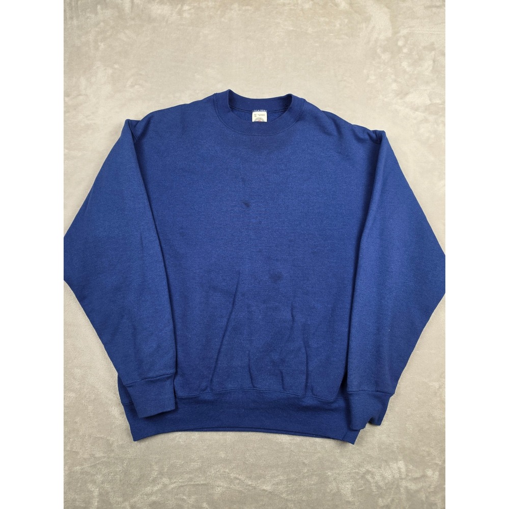 Vintage Munsingwear Sweatshirt Mens XL Blue Made in USA Crewneck Blank Stained